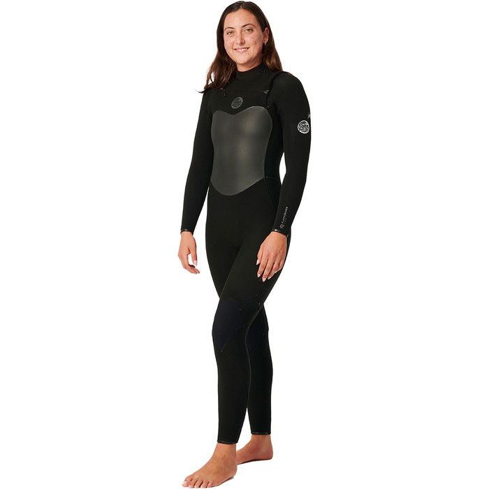 2024 Rip Curl Womens Flashbomb 4/3mm Chest Zip Wetsuit 14FWFS - Black